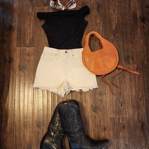 Madewell Off White Cut Off High Rise Shorts